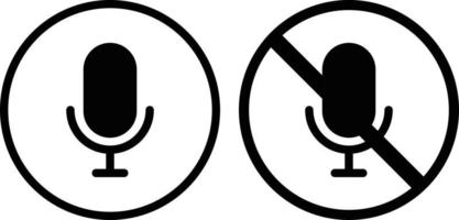 Microphone and mute microphone icon set. vector