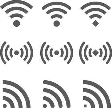 Wifi icons in various styles vector