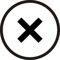 Simple black cross mark icon. Vector meaning denial or rejection.