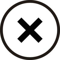 Simple black cross mark icon. Vector meaning denial or rejection.