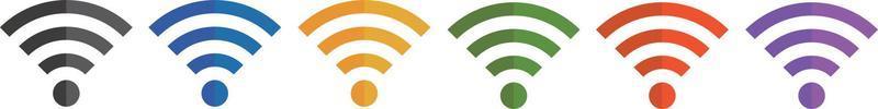 Wi-Fi icons in a variety of colors. Six different vector images.