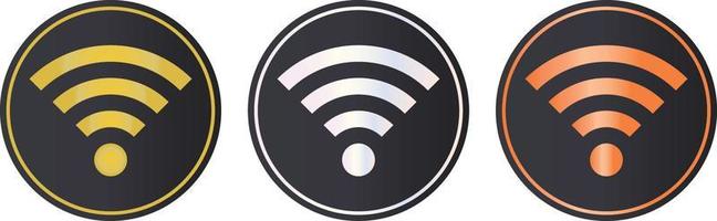 Rich coin-like Wi-Fi icon sets . Gold, Silver, Bronze. vector