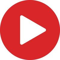 Play button icon in red. Simple vector image.