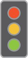 Simple black traffic light. vector. Red, yellow and green light lights up. vector