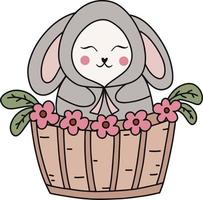 rabbit in basket vector