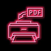 printing pdf file neon glow icon illustration vector