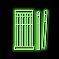 micro brush set for eyelashes neon glow icon illustration vector