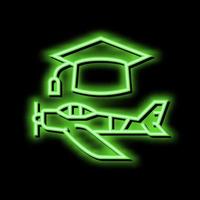 graduate flight school neon glow icon illustration vector