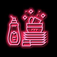 dish washing neon glow icon illustration vector