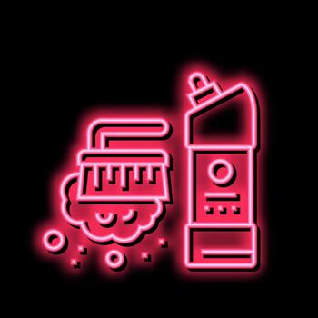 cepillo y limpieza líquido neón resplandor icono ilustración vector