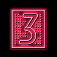 third number neon glow icon illustration vector