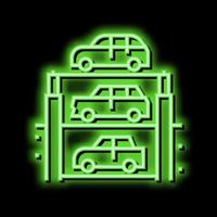 lift multilevel equipment parking neon glow icon illustration vector