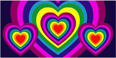 Rainbow hearts background. Framed illustration. vector