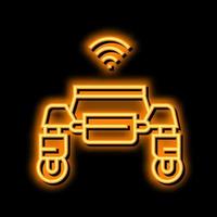 remote vehicle smart farm neon glow icon illustration vector