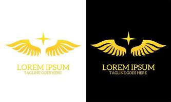 logo template a pair of golden wings with a star vector