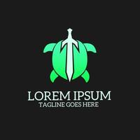 turtle sword logo template simple design vector