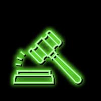 judge hammer neon glow icon illustration vector