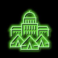 government building refugee campground neon glow icon illustration vector