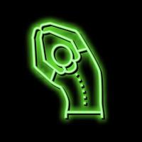 stretching scoliosis neon glow icon illustration vector