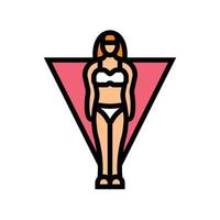 inverted triangle female body type color icon vector illustration