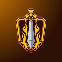 Burning Sword Emblem for Modern Esport Logo vector