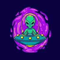 Alien and UFO illustrations for your work, merchandise clothing, stickers and poster vector