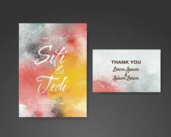 Wedding invitation with abstract watercolor background vector