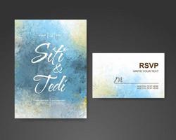 Wedding invitation with abstract watercolor background vector