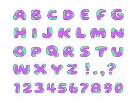 Editable colorful bright funny kids cartoon alphabet isolated vector