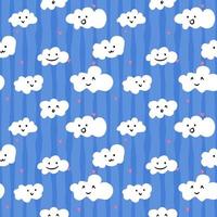 Seamless wallpaper pattern with smiling clouds for children. Decorative patterns. Wrapping paper pattern. vector