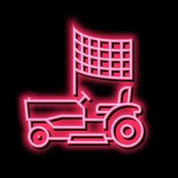 race on lawn mower neon glow icon illustration vector