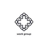 Vector sign work group symbol is isolated on a white background. icon color editable.