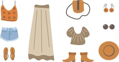 Boho clothes, vector set.