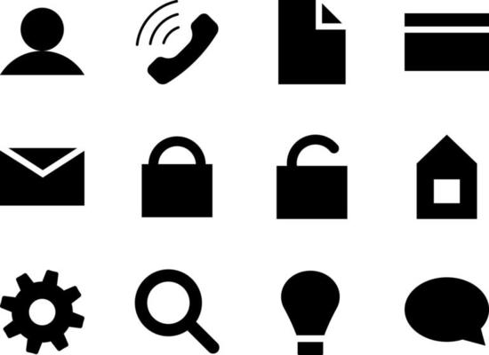 Website icons, vector. Black icons.