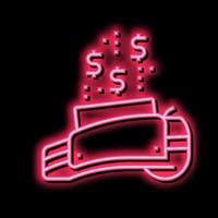 electronic money transfer pos terminal neon glow icon illustration vector