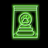 cleaning dog poop in bag neon glow icon illustration vector