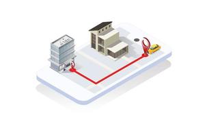 moderno tecnología GPS navegación aplicación concepto en isométrica vector ilustración. teléfono inteligente solicitud para global posicionamiento sistema.adecuado para diagramas, infografía, y otro gráfico activo