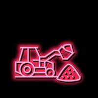 tractor stone gravel loading machine neon glow icon illustration vector