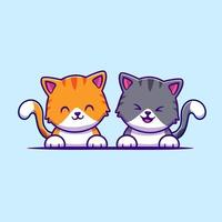 lindo gato pareja amigo dibujos animados vector icono ilustración. concepto de icono de naturaleza animal vector premium aislado. estilo de dibujos animados plana