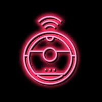robotic vaccum cleaner neon glow icon illustration vector