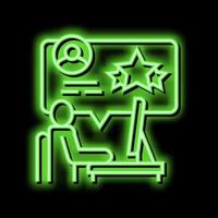 human readinf review in internet and crowdsoursing neon glow icon illustration vector