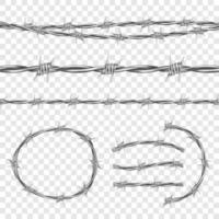 Metal steel barbed wire with thorns or spikes vector