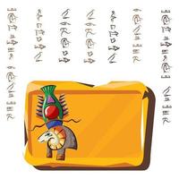 Stone board, clay tablet and Egyptian hieroglyphs vector