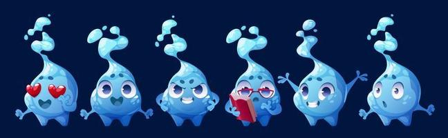 Set of isolated water drop character mascot vector