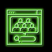 analytics of people requests in internet neon glow icon illustration vector