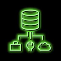 business, fix and cloud storage digital processing neon glow icon illustration vector