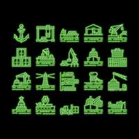 Container Port Tool neon glow icon illustration vector