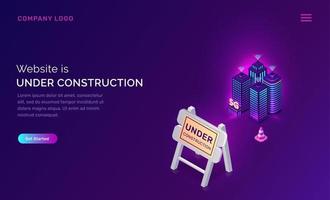 Website under construction, maintenance work error vector