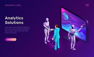 Data analysis or analytics solutions, isometric vector