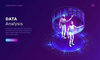 Data analysis, artificial intelligence isometric concept vector